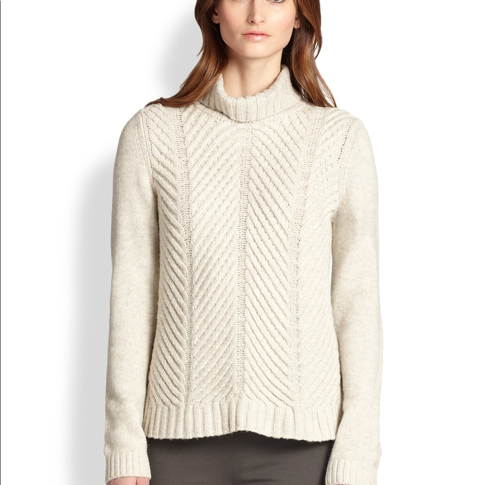 Vince Yak Wool Blend Chevron Knit Turtleneck Sweater XXS